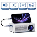 Portable Projector, USB Connection, Native 720p, Support 1080P, Equipped With Remote Control, Compatible With Smartphones, Tablets, Laptops And LCD Screens