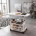 Portable Compact Computer Desk Cart, Small Space Workstation Writing Table Printer Stand, with Wheels, Mobile Office Desk, Portable Small Computer Table, Study Desk, Adjustable Height Standing Desk, Multifunctional, Suitable for Bedside, Sofa Side