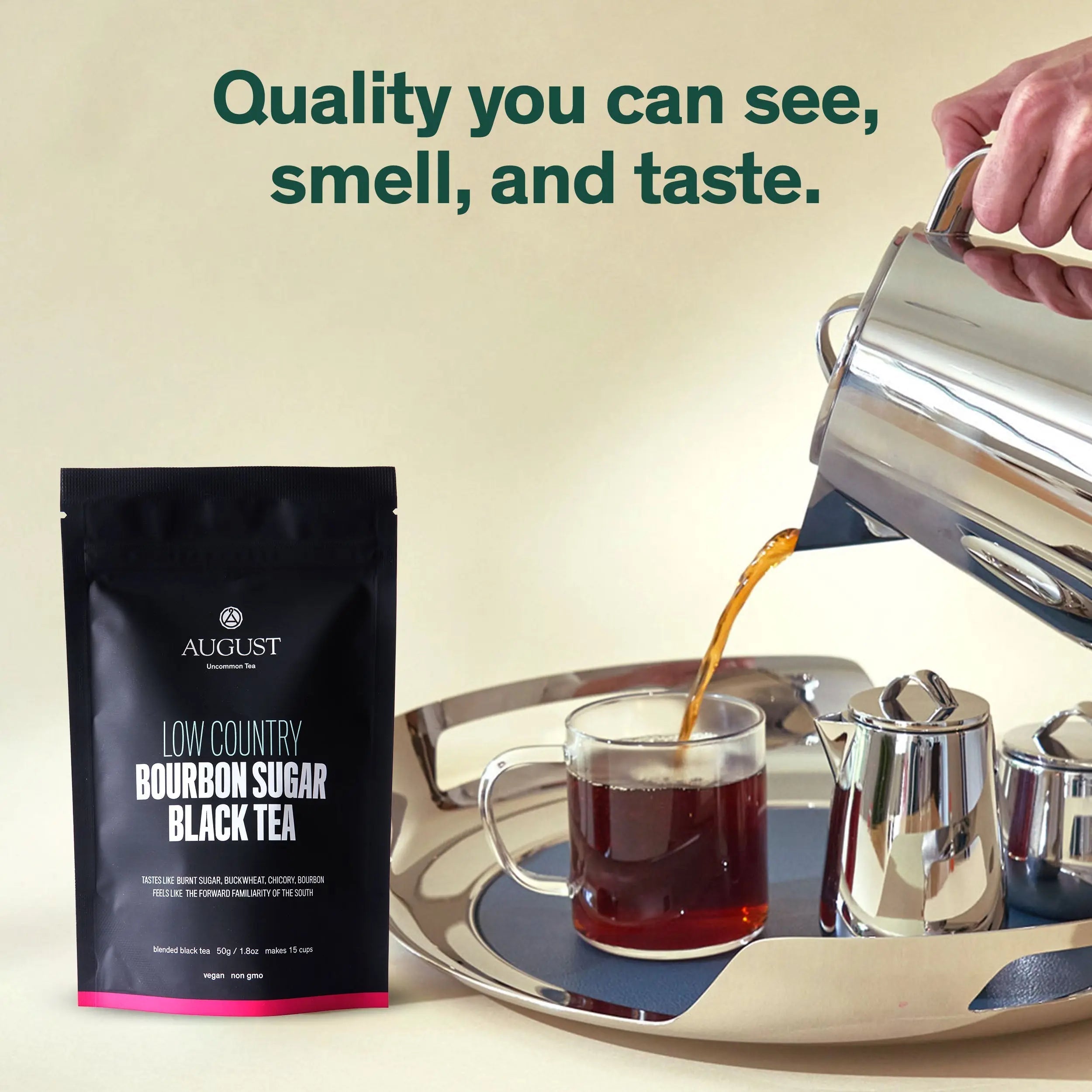 Low Country - Bourbon Sugar Black Tea with burnt sugar, buckwheat, and chicory flavors in a Southern-style black tea blend