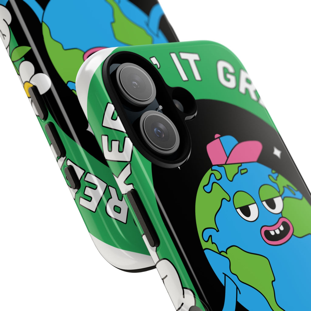 Earth Cartoon Phone Case — "Keep It Green" Eco-Friendly Graphic iPhone Cover