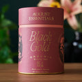 Essentials Black Gold Black Tea box with 15 organic tea bags featuring malty and caramel flavor