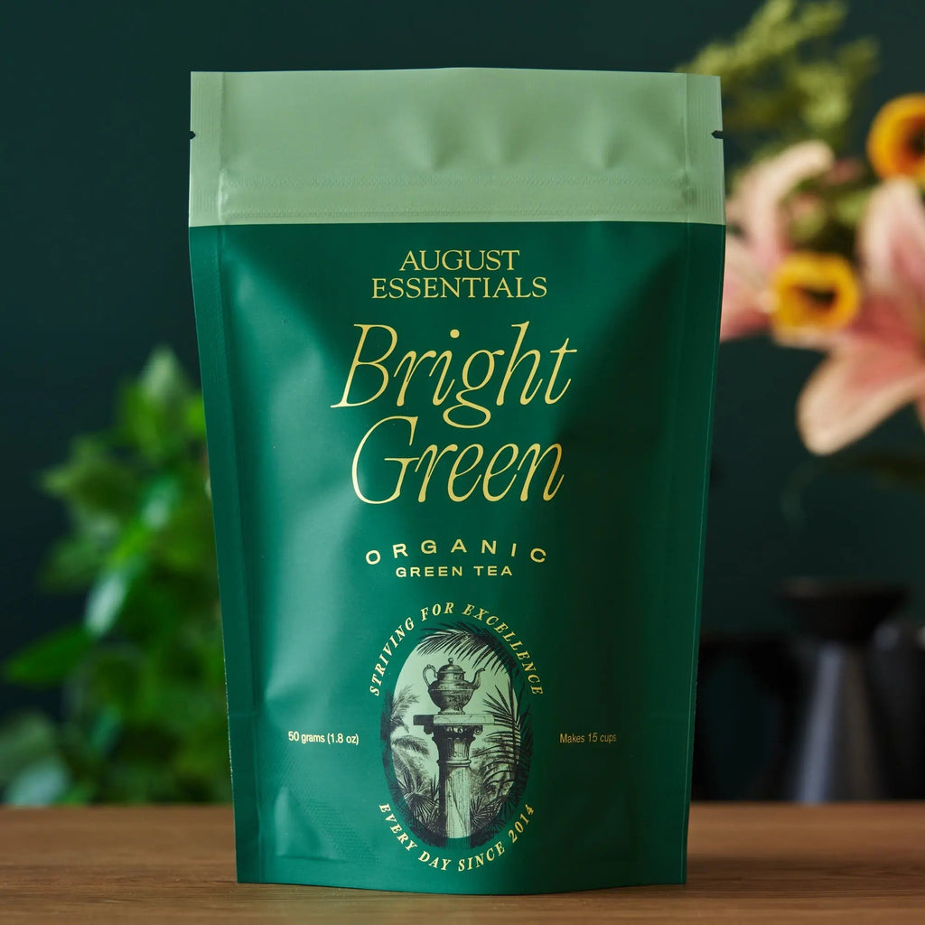 Essentials Bright Green Green Tea with organic kukicha from Japan and sweet lemon honeysuckle notes