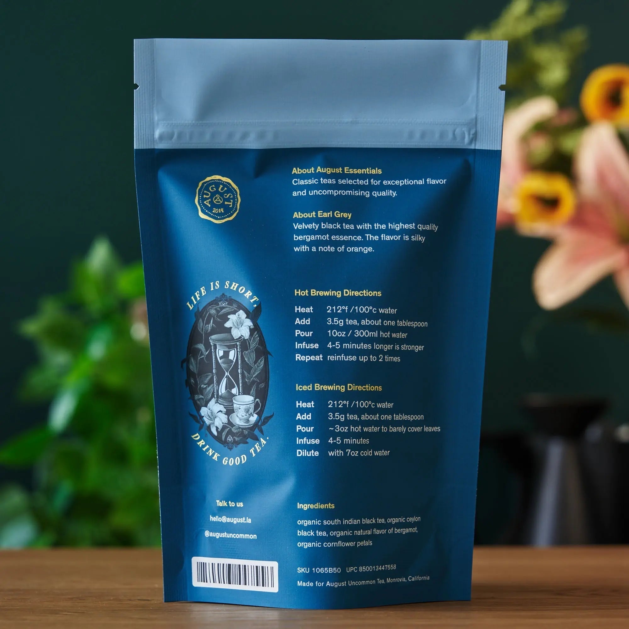 Essentials Earl Grey black tea with bergamot and orange notes in tea bags packaging