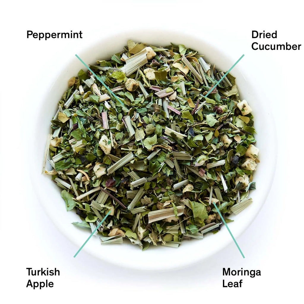 Olympus - Mint Cucumber Herbal Tea with peppermint, Persian cucumber, apple, caffeine free, natural and vegan blend
