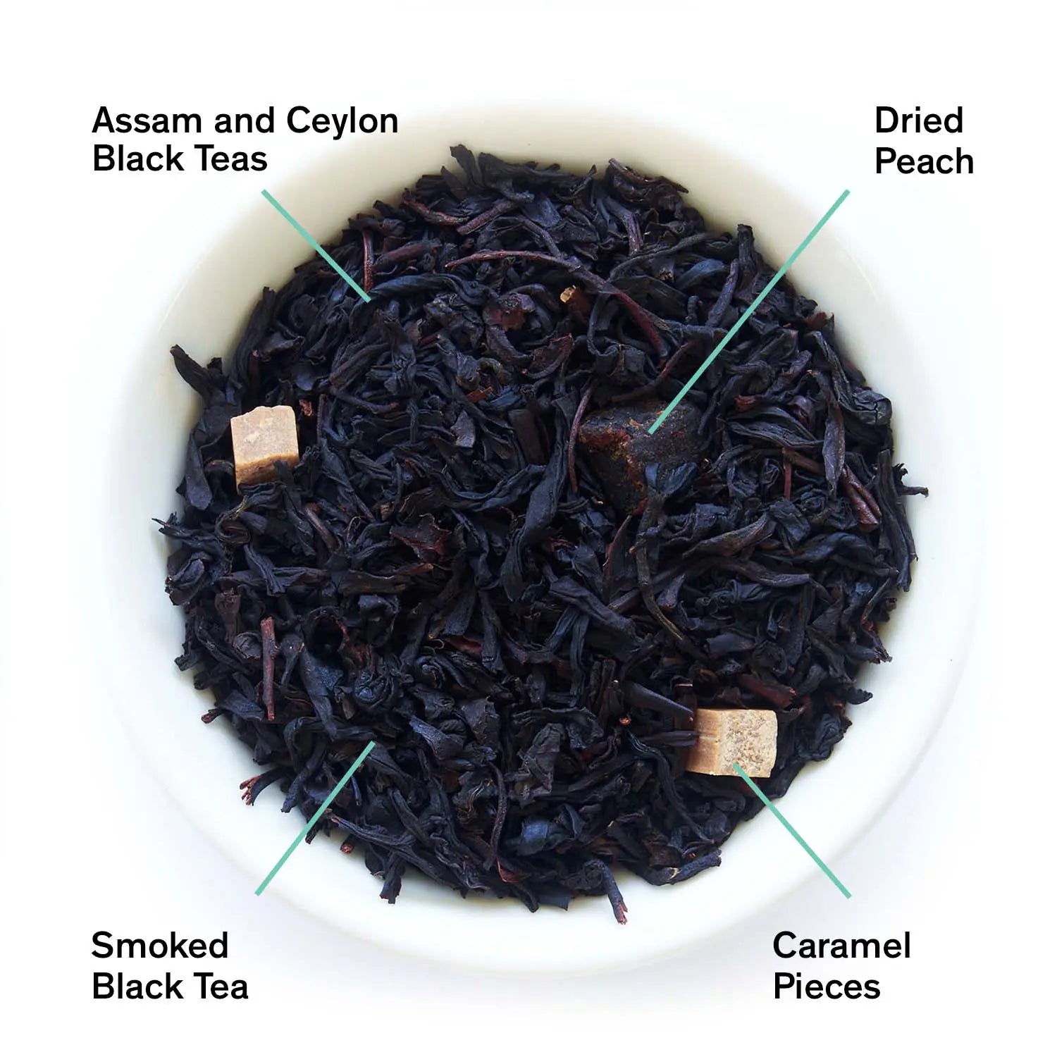 Southern Gothic Peach Bourbon Black Tea with caramel, baked peaches, and bourbon notes in a malty black tea blend
