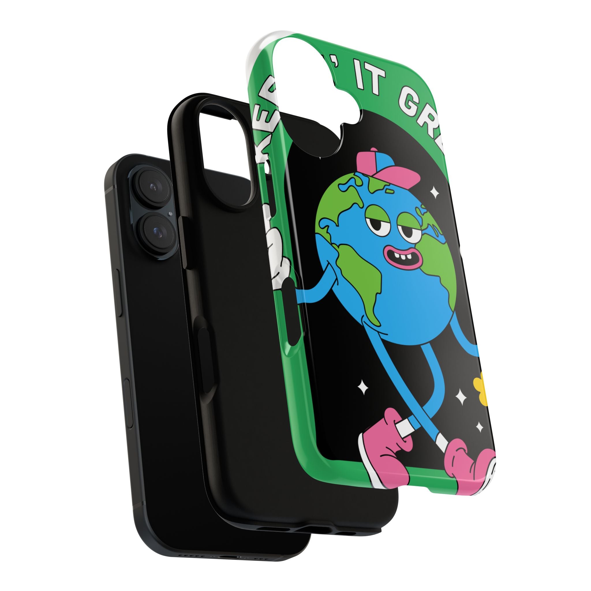 Earth Cartoon Phone Case — "Keep It Green" Eco-Friendly Graphic iPhone Cover
