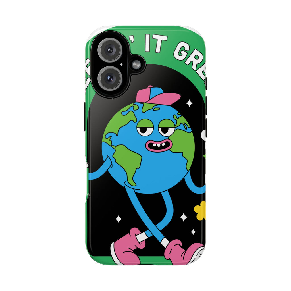 Earth Cartoon Phone Case — "Keep It Green" Eco-Friendly Graphic iPhone Cover