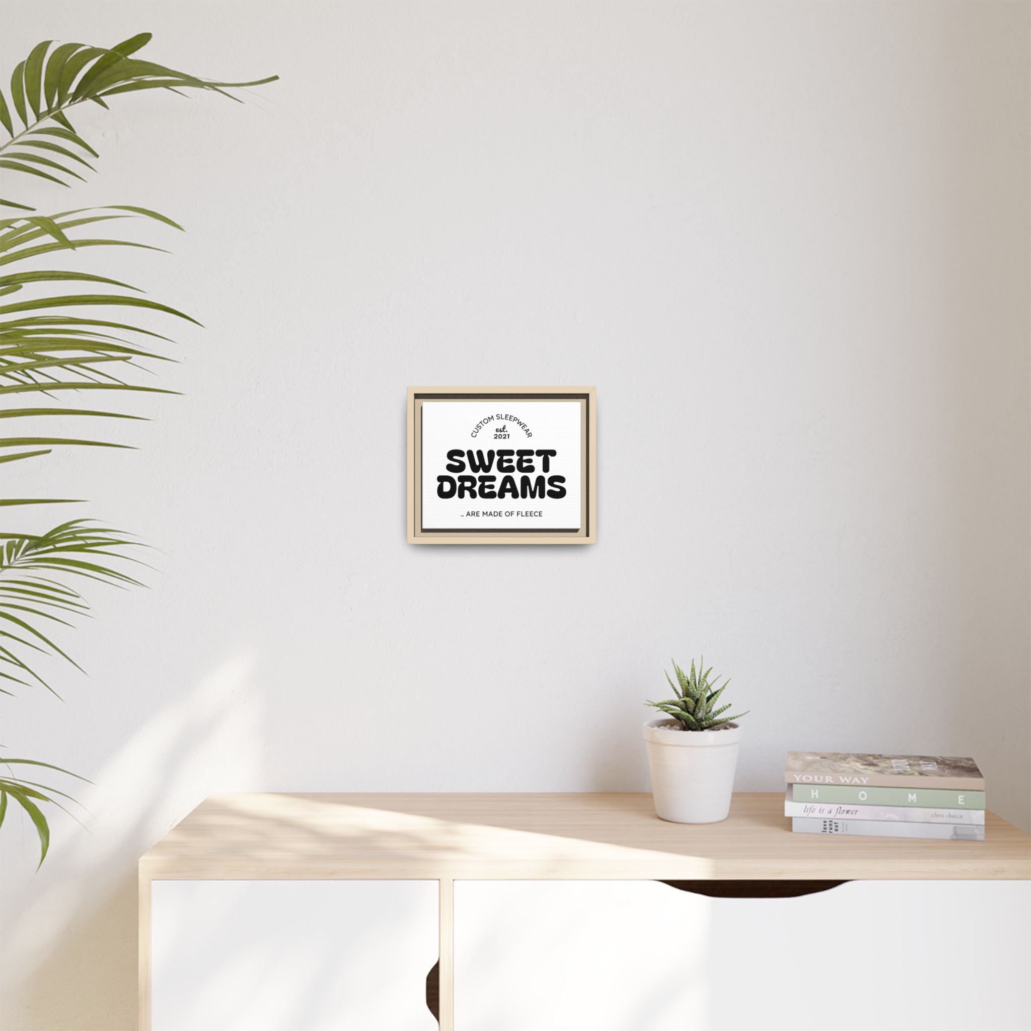 Sweet Dreams Framed Canvas Print — Retro Typography Wall Art