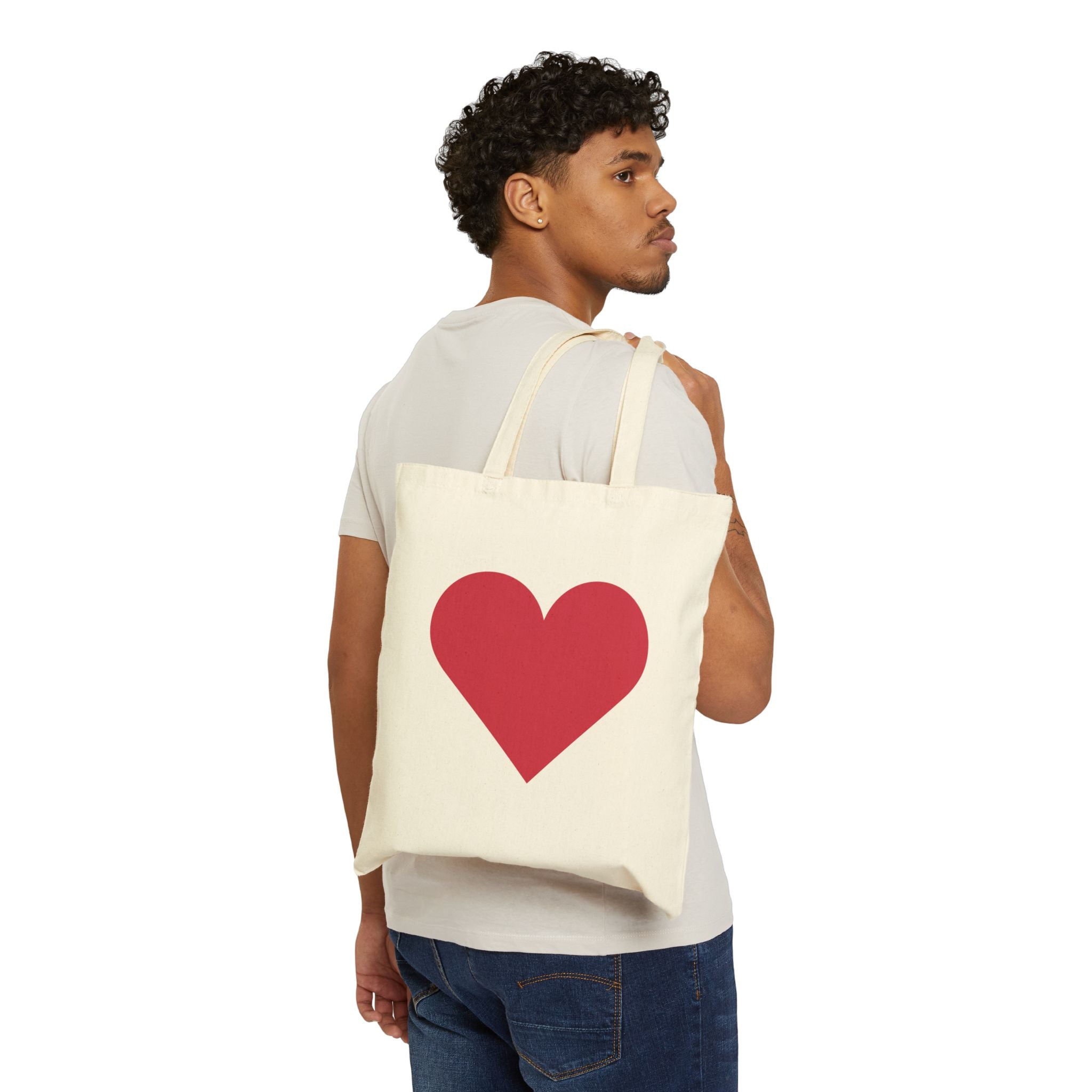 Heart Print Tote Bag - Red Love Canvas Grocery & Gift Tote