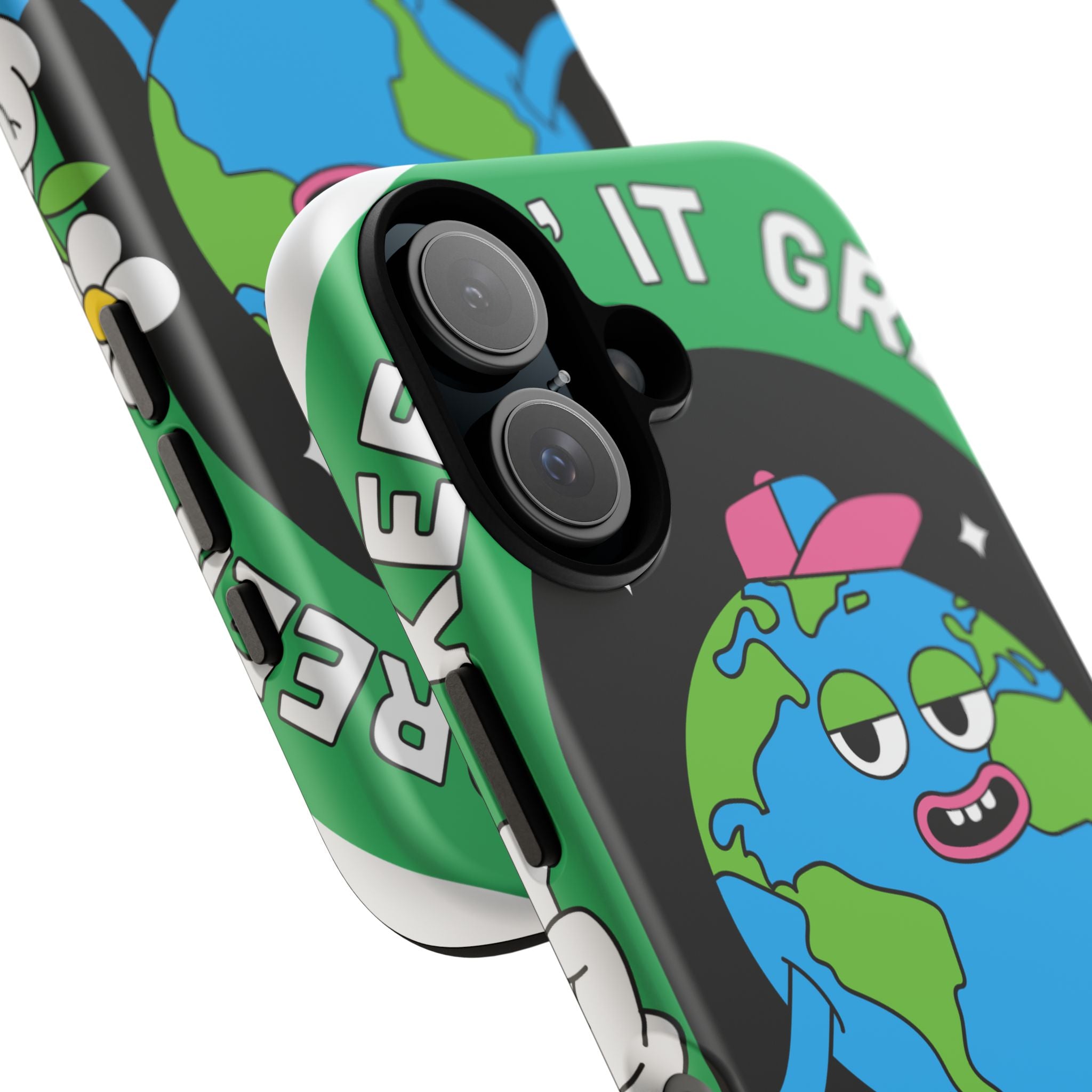 Earth Cartoon Phone Case — "Keep It Green" Eco-Friendly Graphic iPhone Cover