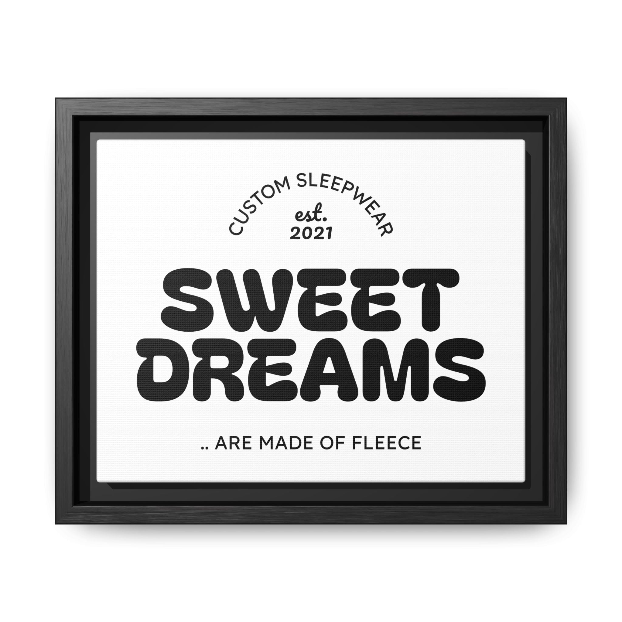 Sweet Dreams Framed Canvas Print — Retro Typography Wall Art