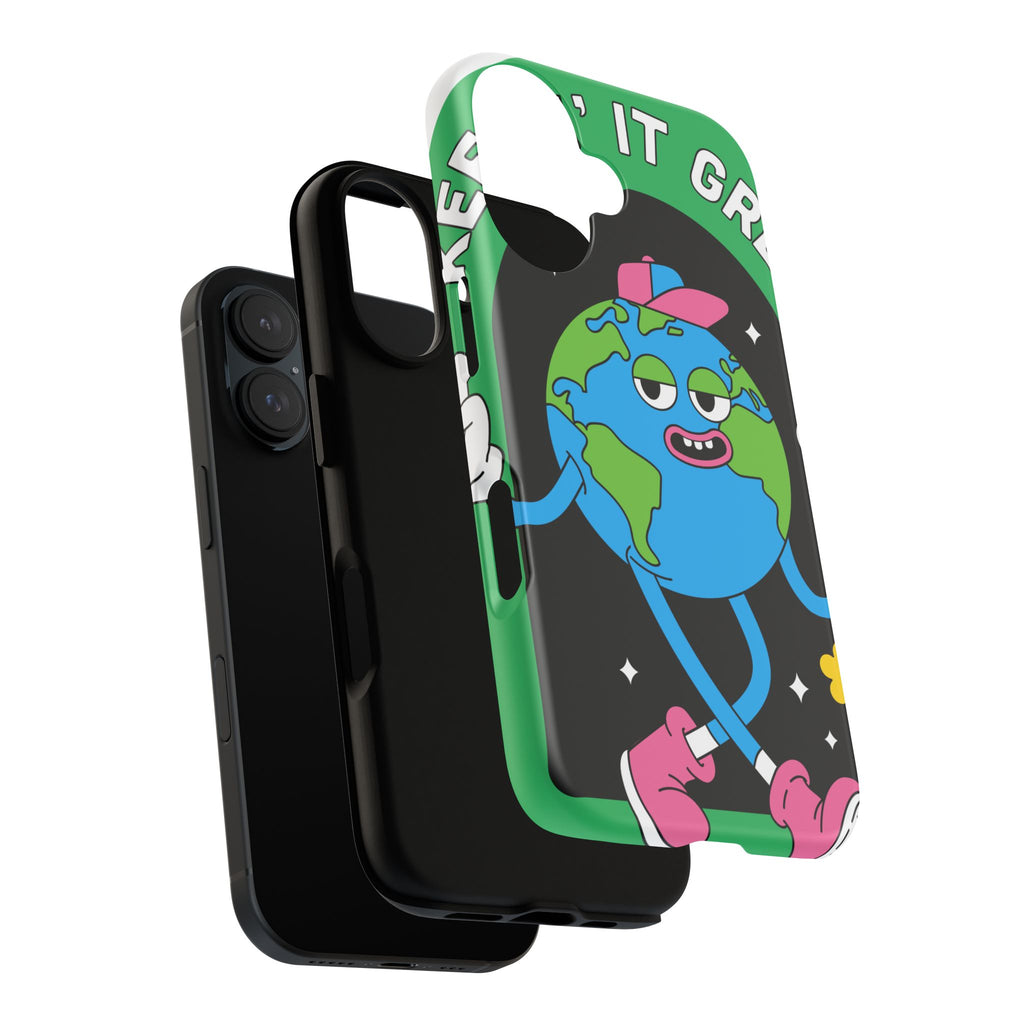 Earth Cartoon Phone Case — "Keep It Green" Eco-Friendly Graphic iPhone Cover