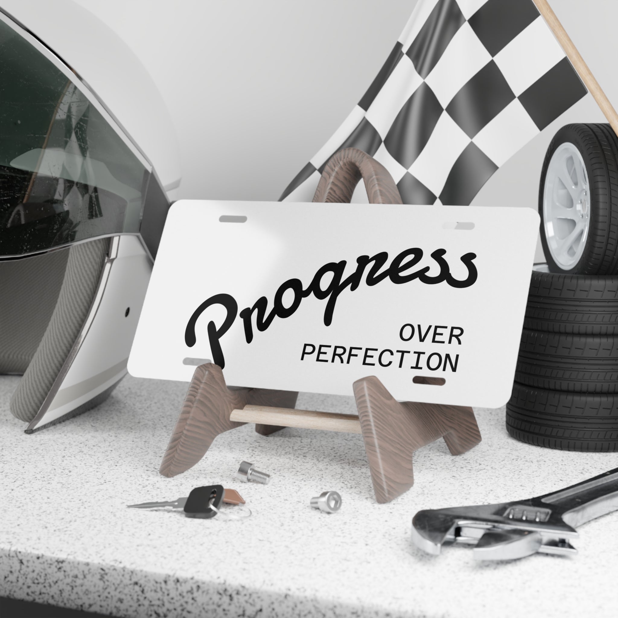 Vanity Plate — "Progress Over Perfection" Inspirational License Plate
