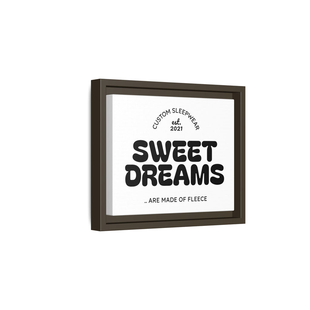 Sweet Dreams Framed Canvas Print — Retro Typography Wall Art
