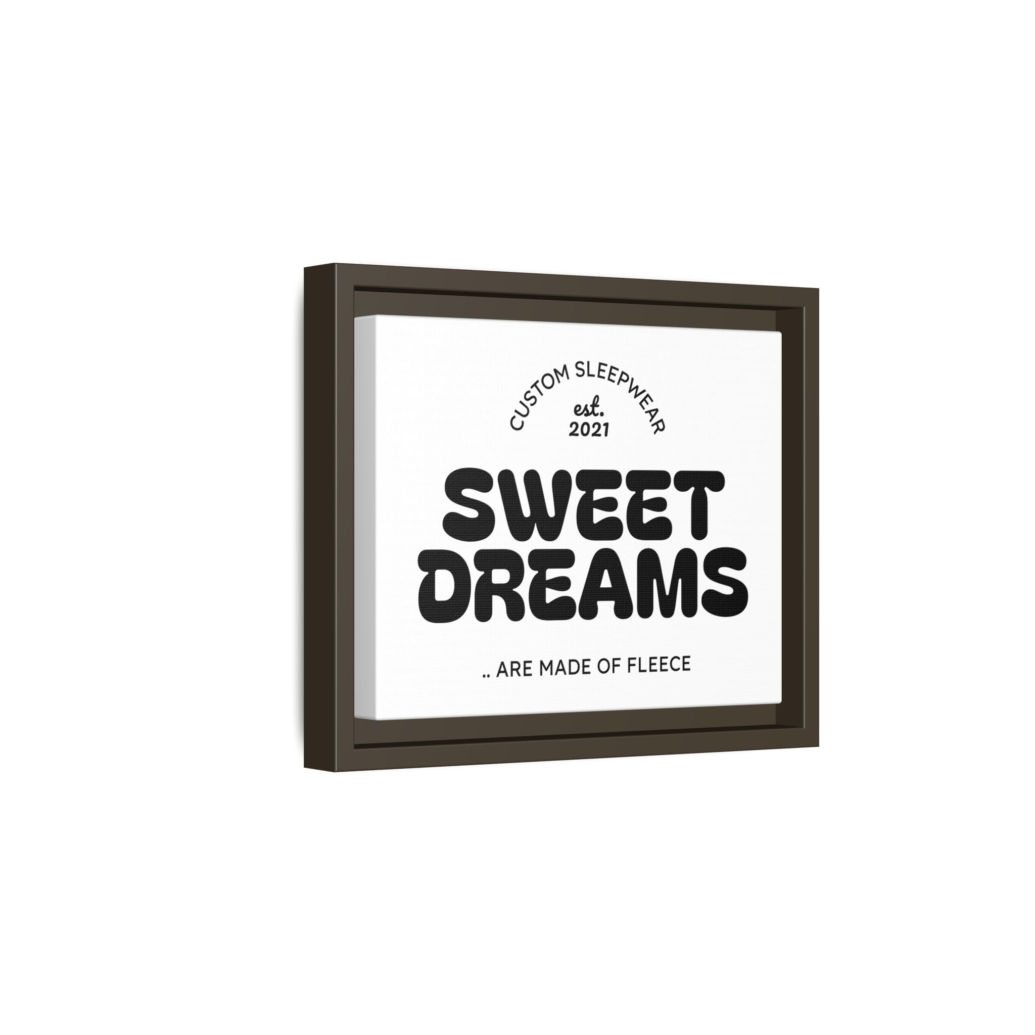 Sweet Dreams Framed Canvas Print — Retro Typography Wall Art
