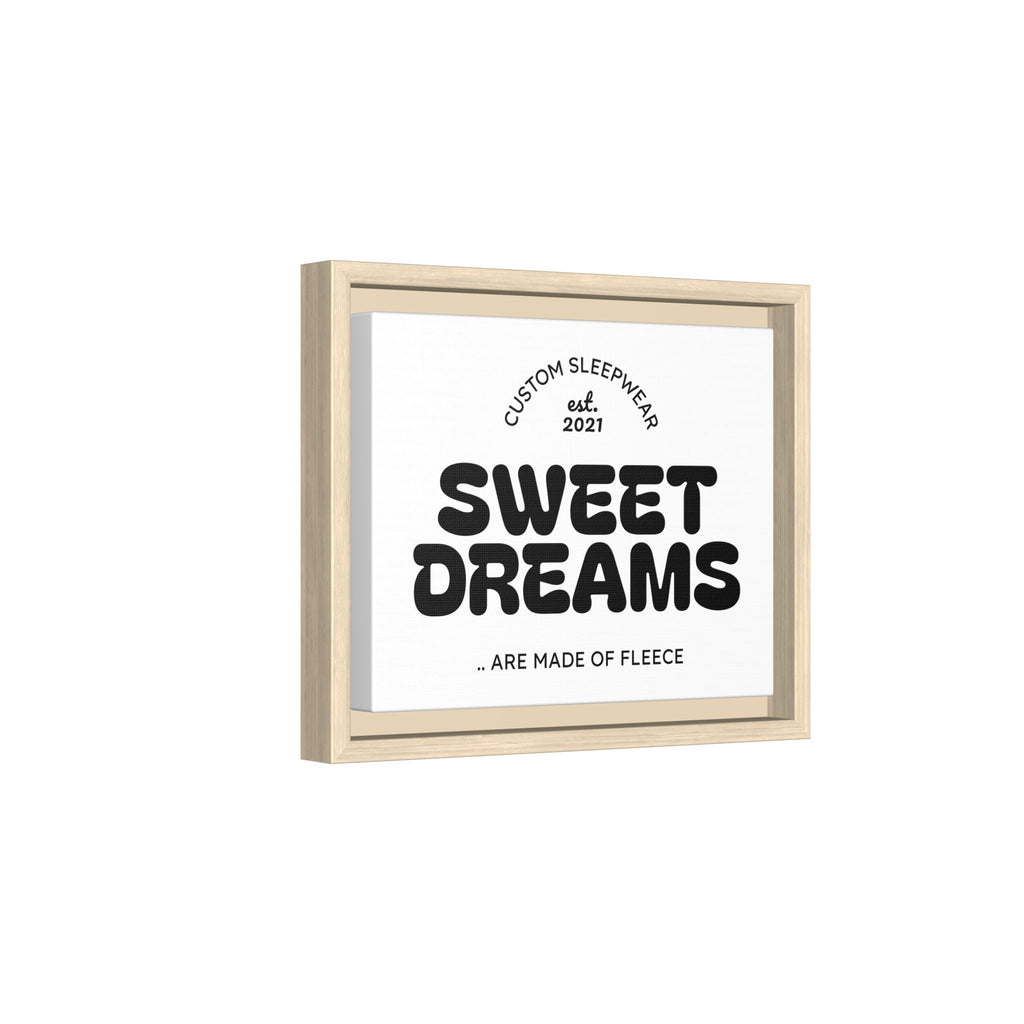 Sweet Dreams Framed Canvas Print — Retro Typography Wall Art
