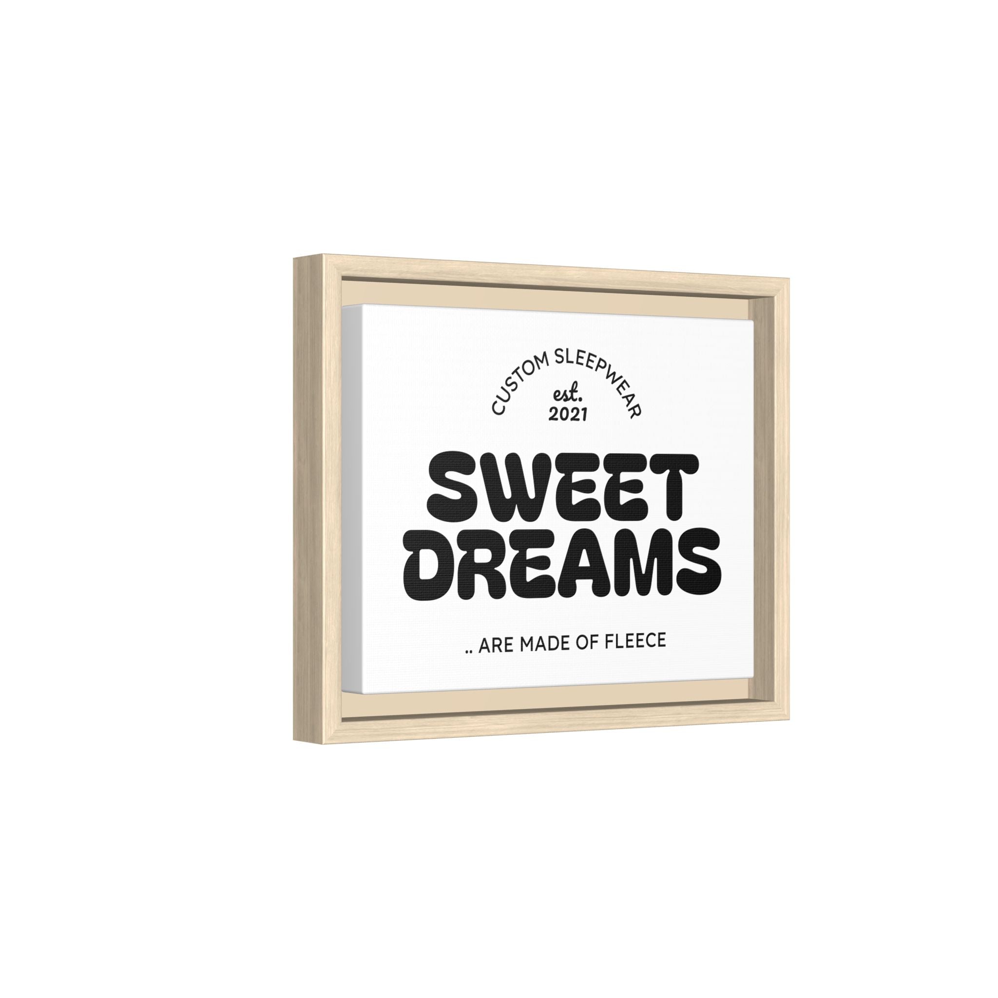 Sweet Dreams Framed Canvas Print — Retro Typography Wall Art