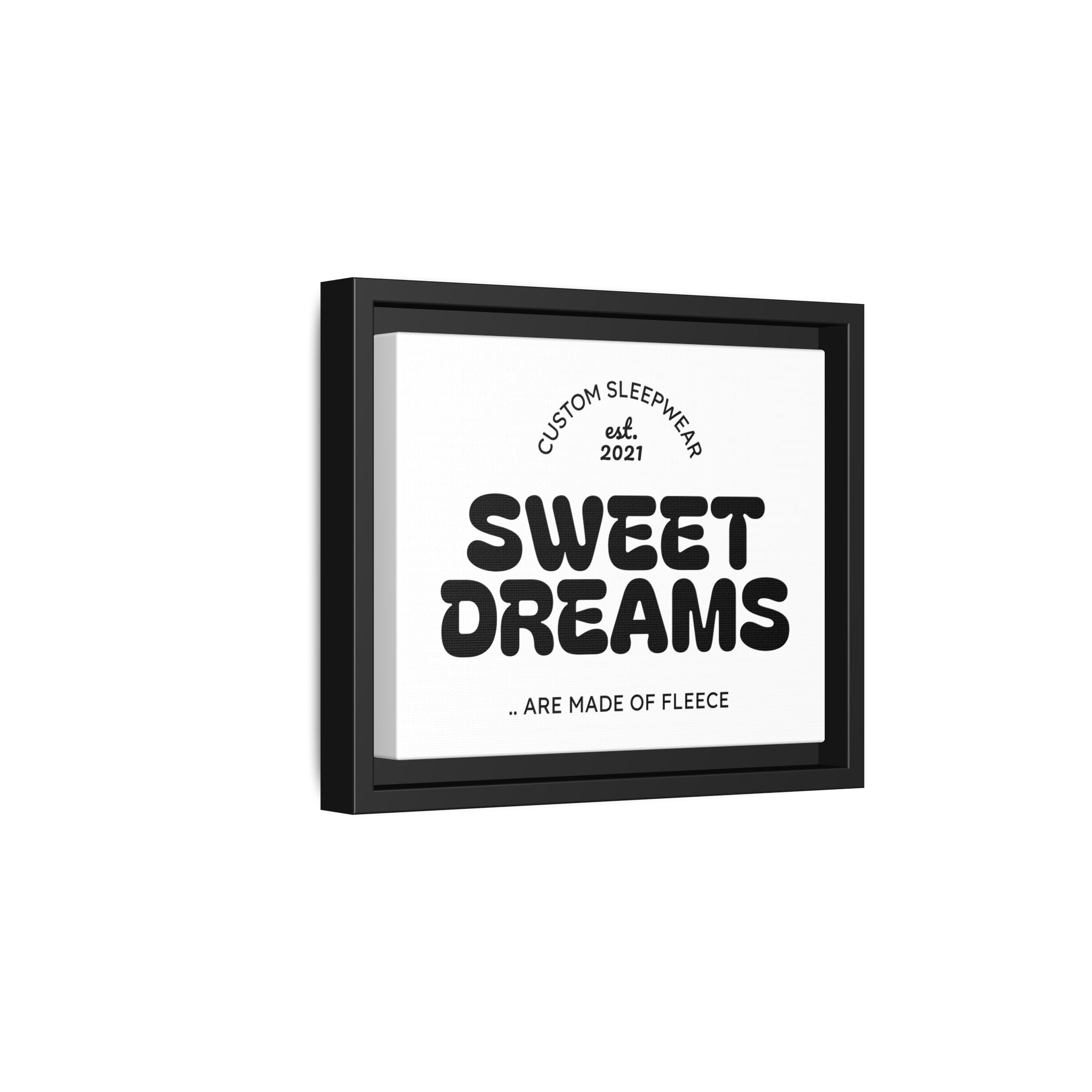 Sweet Dreams Framed Canvas Print — Retro Typography Wall Art
