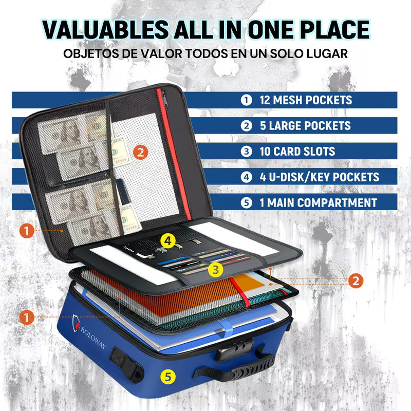 1pc Fireproof Document Bag With Lock & Reflective Strip (17 X 11.8 X 5 Inch), Important Document Storage Bag With Multi-Layer File Organizers Graduation Decorations Class Of 26