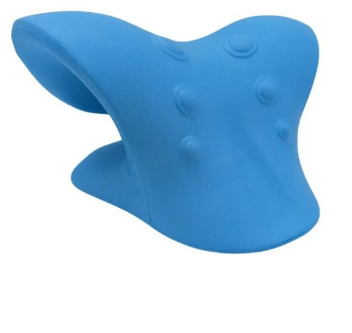 6-Roller Cervical Massager with six rotating wheels and ergonomic swan design in pink and blue for deep tissue neck and body massage