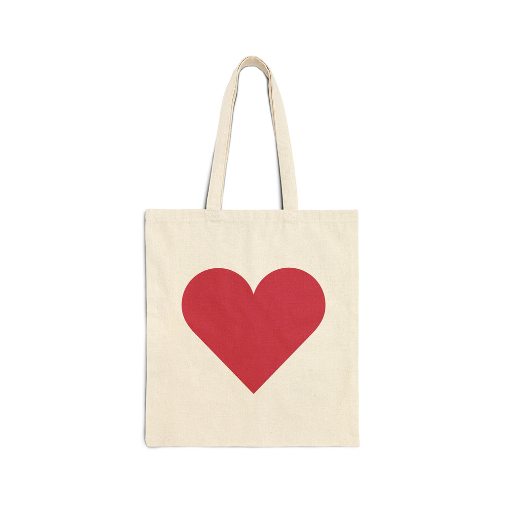Heart Print Tote Bag - Red Love Canvas Grocery & Gift Tote