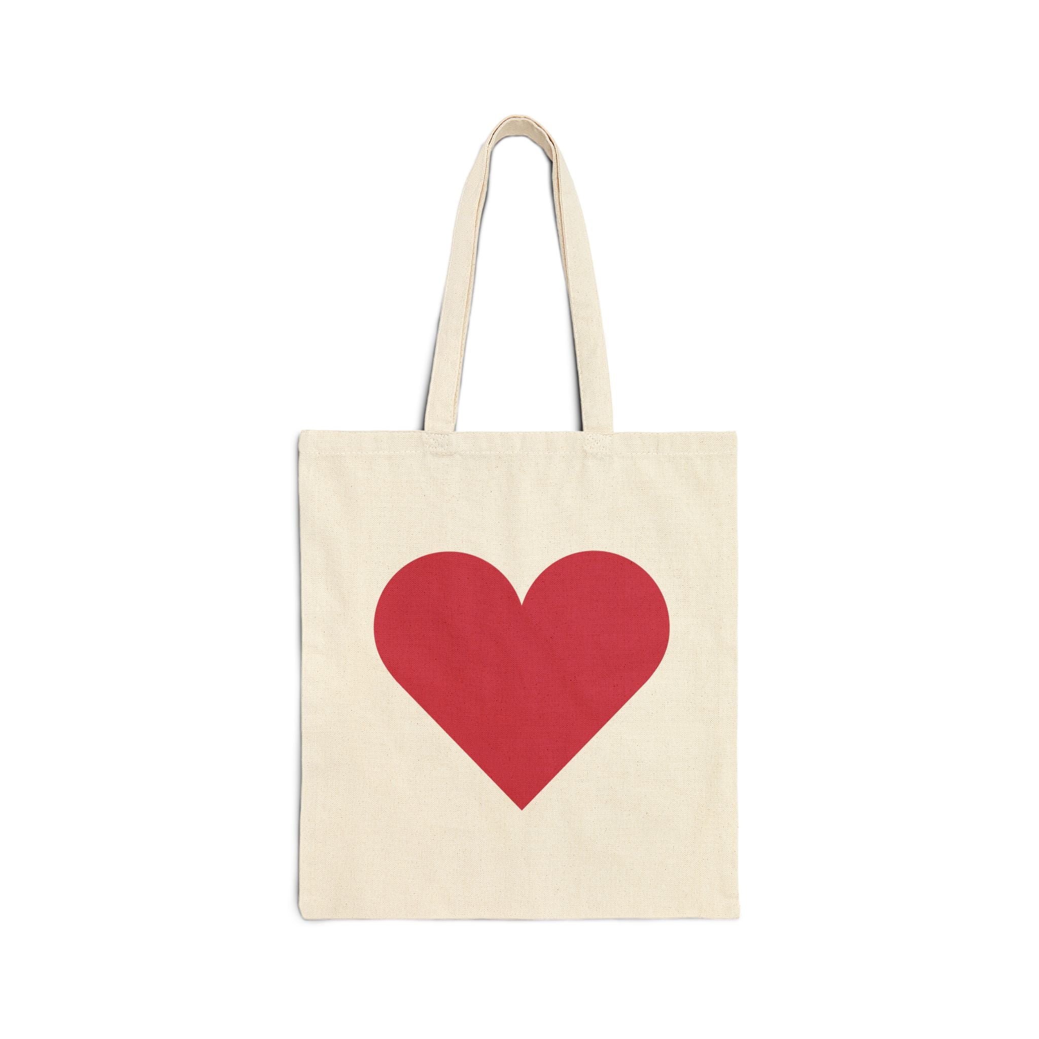 Heart Print Tote Bag - Red Love Canvas Grocery & Gift Tote