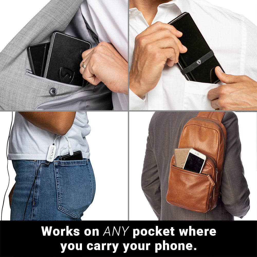 SYB Phone Shield lab-tested EMF and 5G blocker for iPhones and Android phones with vegan leather and card slots