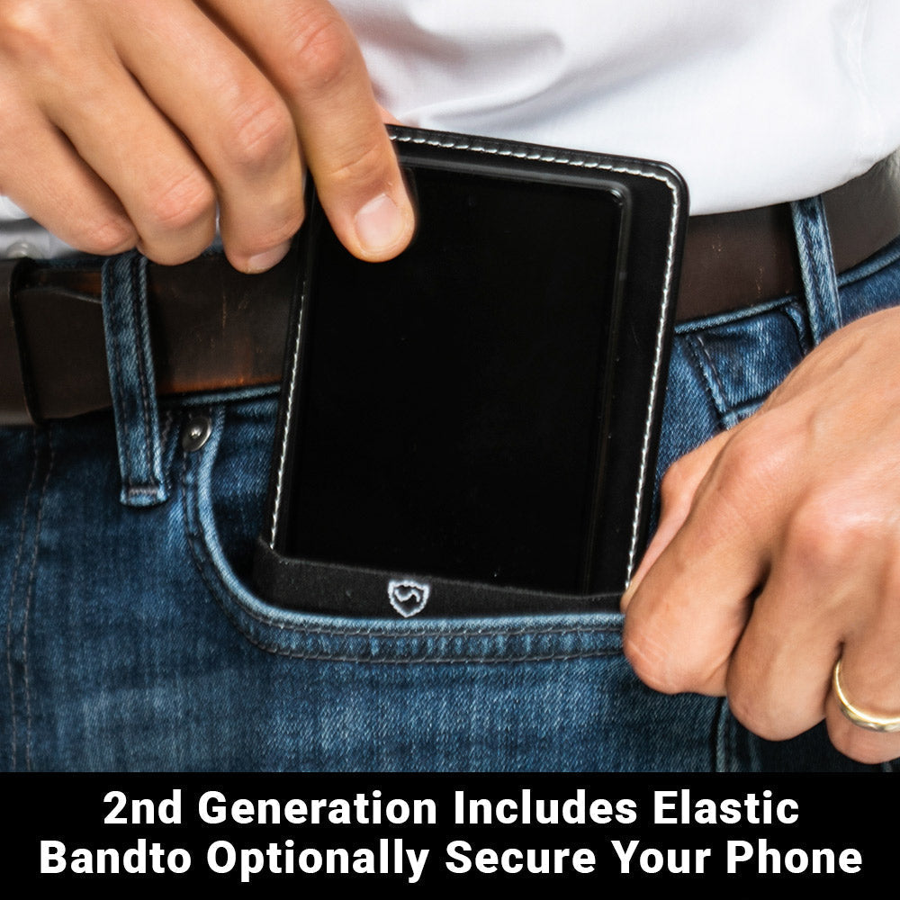 SYB Phone Shield lab tested EMF 5G blocker for iPhones and Androids in vegan leather with card slots
