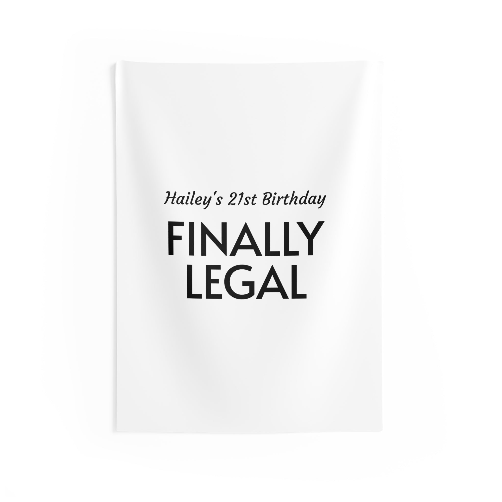 21st Birthday Tapestry - "Finally Legal" Personalized Wall Decor