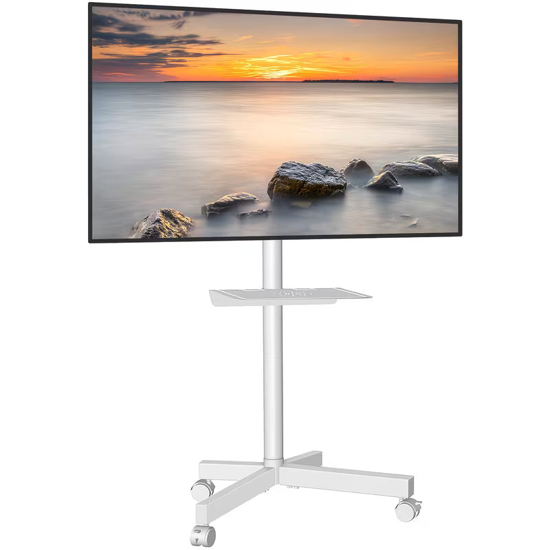 TAVR Height-Adjustable Mobile TV Cart On Wheels for 23 to 60 Inch TVs, with Shelf & 88lb Capacity, Fits VESA 400x400