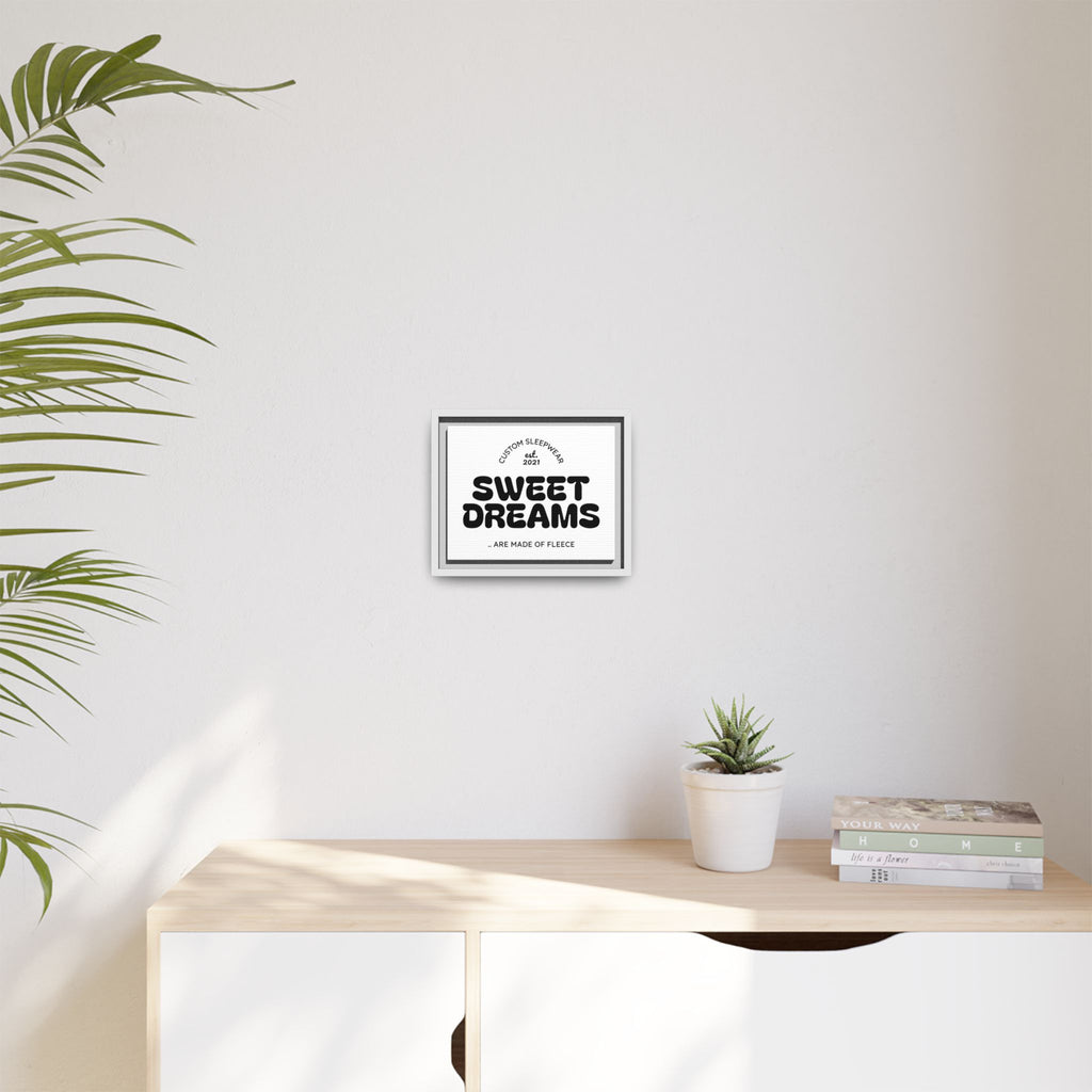 Sweet Dreams Framed Canvas Print — Retro Typography Wall Art