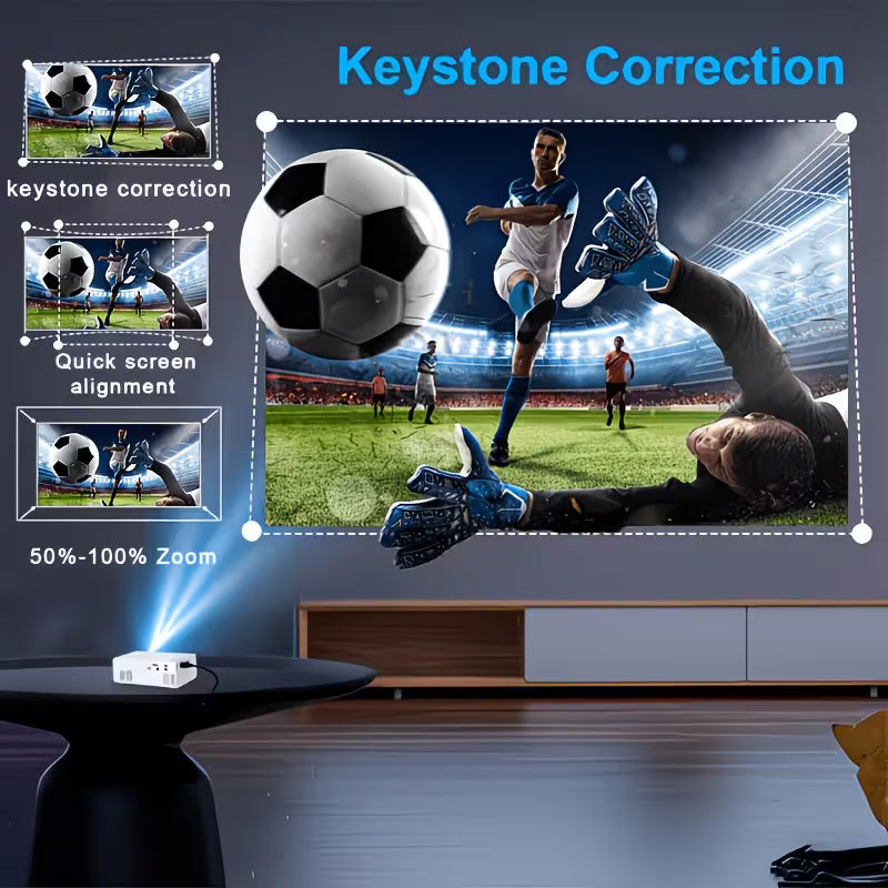 Portable Projector, USB Connection, Native 720p, Support 1080P, Equipped With Remote Control, Compatible With Smartphones, Tablets, Laptops And LCD Screens