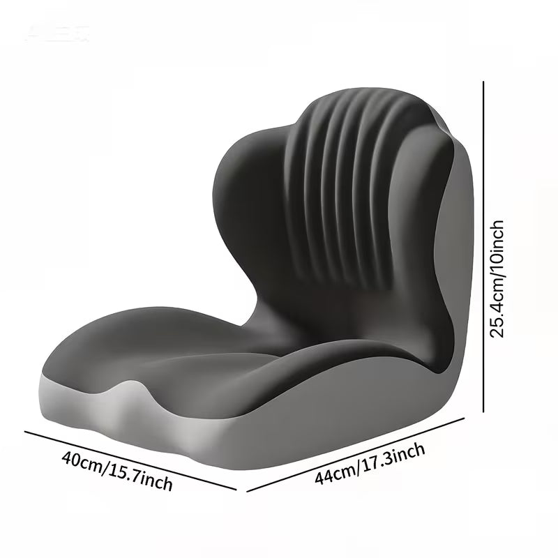 1pc Ergonomic Memory Foam Seat Cushion With Back Support Design, Breathable Hollow Structure, Comfortable Cushion For Office Chair, Car Seat And Long Sitting, Unisex, Suitable For Daily Use Or Gift