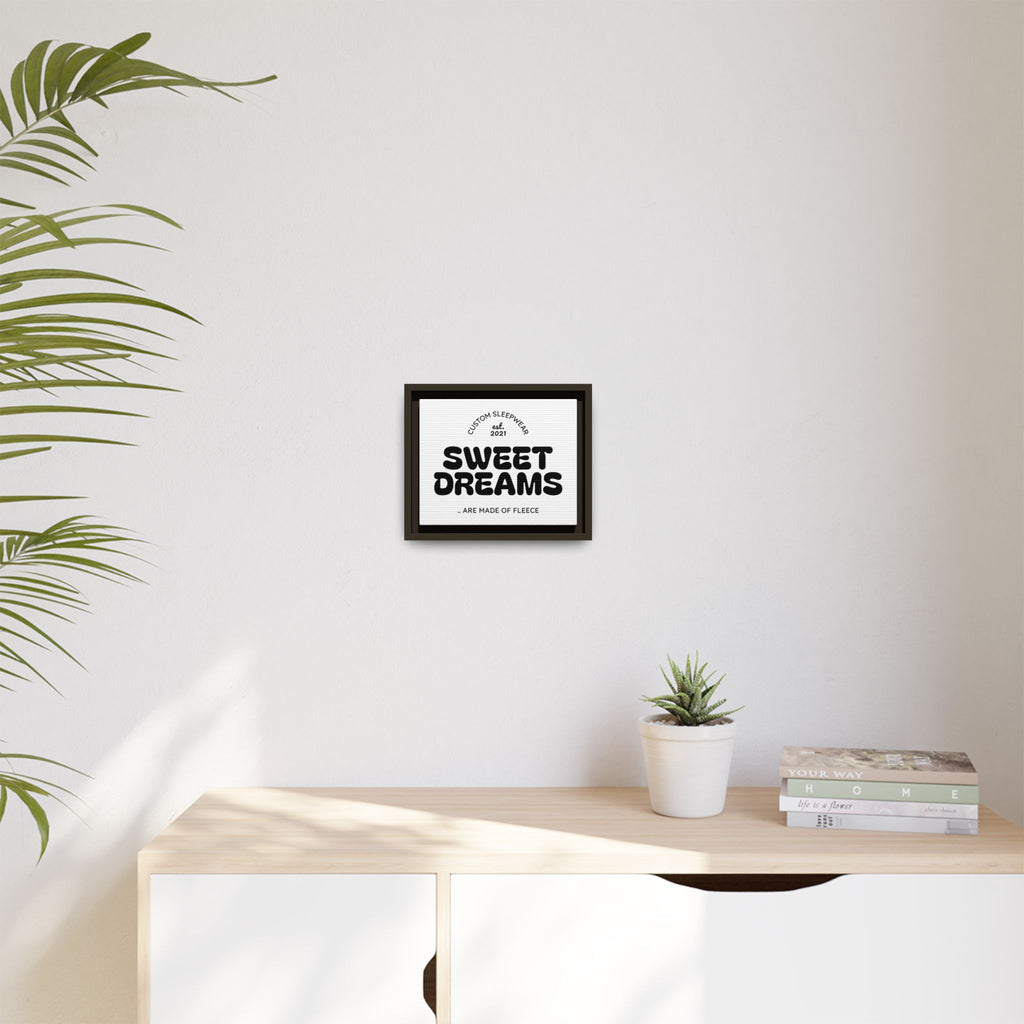 Sweet Dreams Framed Canvas Print — Retro Typography Wall Art