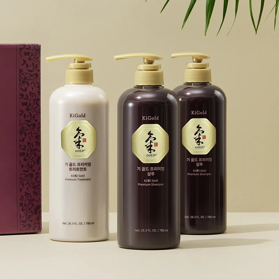Daeng Gi Meo Ri Ki Gold Premium Shampoo and Treatment Set with Korean hair care benefits
