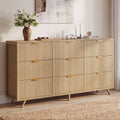 Modern Fluted Wood Office Chest with 9 Drawers Metal Handles Storage Dresser Filing Organizer for Home Office Wide Chest of Drawers