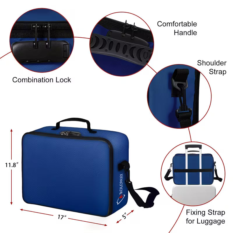1pc Fireproof Document Bag With Lock & Reflective Strip (17 X 11.8 X 5 Inch), Important Document Storage Bag With Multi-Layer File Organizers Graduation Decorations Class Of 26