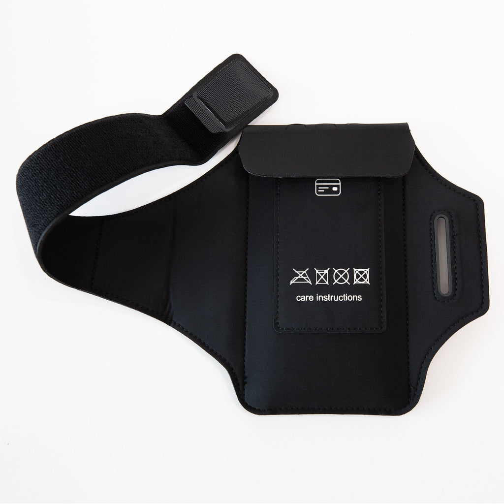 SYB Arm Band Phone Pouch made with SaferBody™ shielding 99% EMF radiation, durable neoprene, touchscreen compatible, velcro strap, reflective design