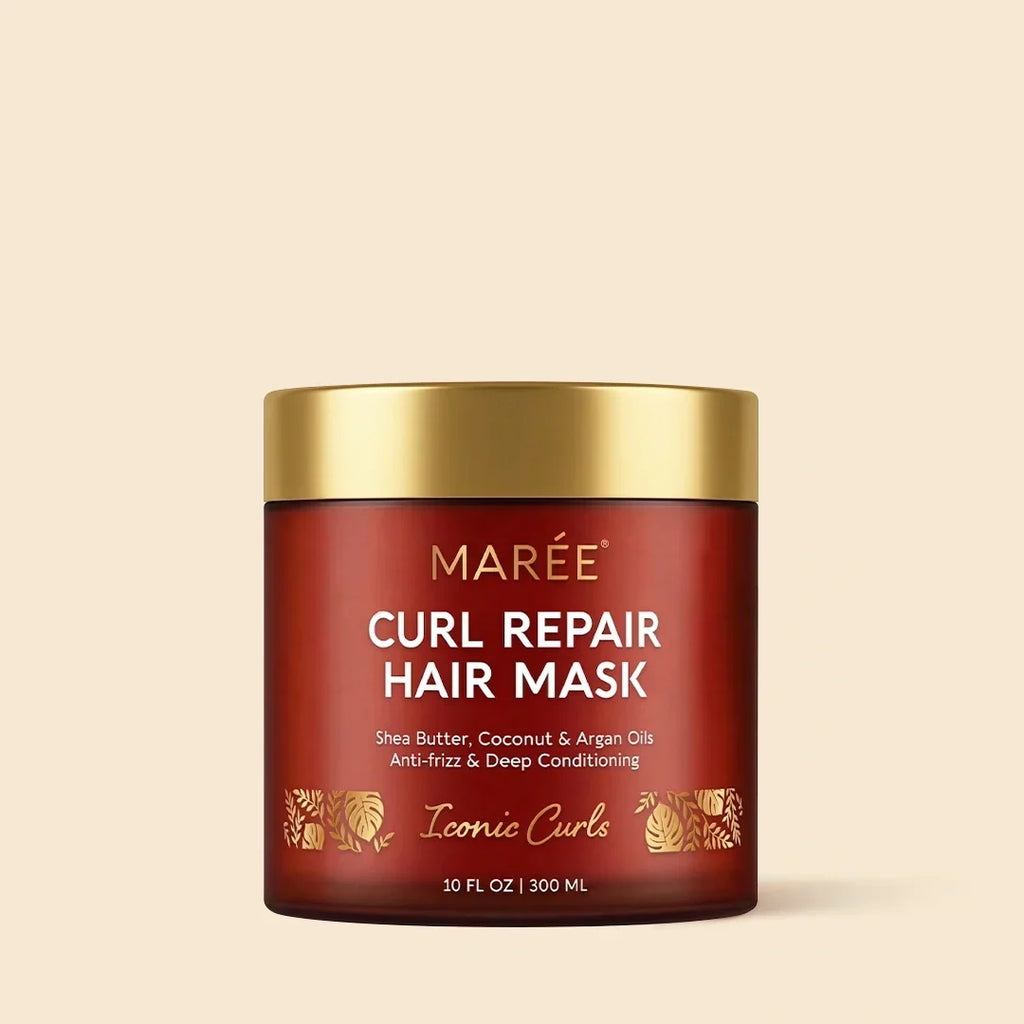 Curl Repair Hair Mask jar with nourishing oils for repairing and defining wavy, curly, and coily hair