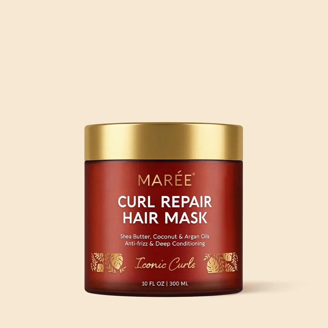 Curl Repair Hair Mask jar with nourishing oils for repairing and defining wavy, curly, and coily hair