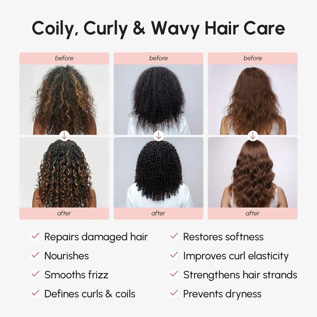 Curl Repair Hair Mask jar with nourishing oils for defined, shiny curls and frizz repair