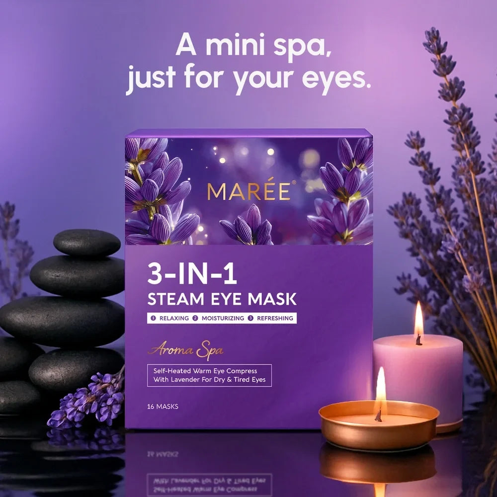 Scented Spa Steam Eye Mask with lavender aroma for soothing, moisturizing, and relaxing tired eyes
