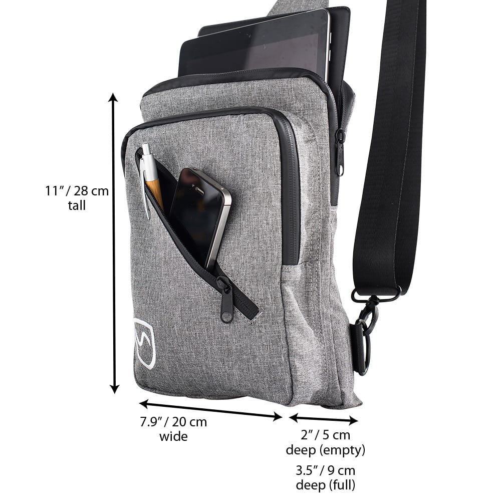 SYB Sling Bag with EMF shielding fabric and adjustable strap for safe carrying of devices
