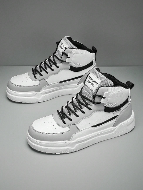 Men's White Sneakers Couples Anti-Slip Casual Sports Shoes For Outdoor Activities, High-Top Style