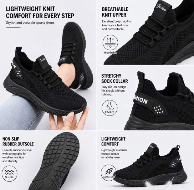 Lightweight Breathable Mesh Sneakers, Non-Slip EVA Sole Lace-Up Low-Top Running & Tennis Shoes For Men And Women, Retro All-Season Fitness Wear