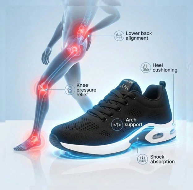 2026 New Orthopedic Work Sneakers. Wide Toe Box With Arch Support, Non-Slip Air Cushion Design, Comfy For Long Standing, Work And Daily Use.