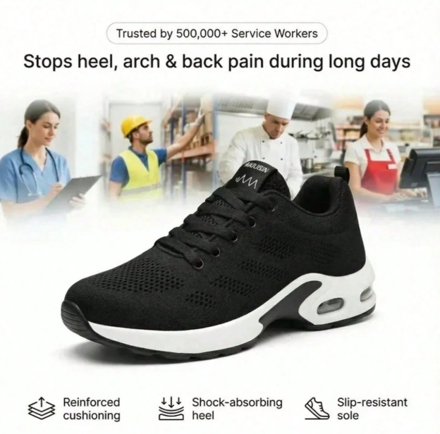 2026 New Orthopedic Work Sneakers. Wide Toe Box With Arch Support, Non-Slip Air Cushion Design, Comfy For Long Standing, Work And Daily Use.
