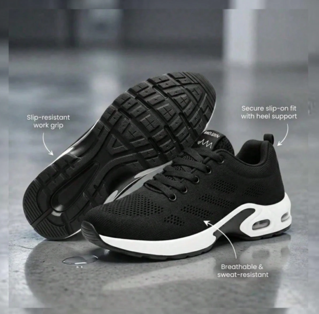 2026 New Orthopedic Work Sneakers. Wide Toe Box With Arch Support, Non-Slip Air Cushion Design, Comfy For Long Standing, Work And Daily Use.