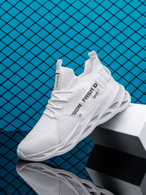 Men's Hollow Knit Breathable Sports Casual Running Sneakers, Great For Casual Jeans Sports Style