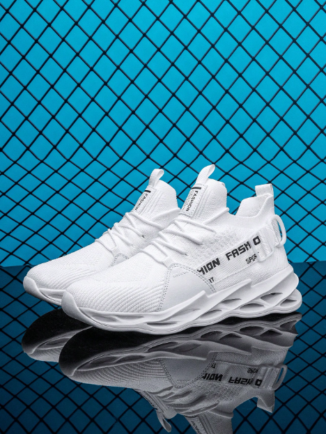Men's Hollow Knit Breathable Sports Casual Running Sneakers, Great For Casual Jeans Sports Style